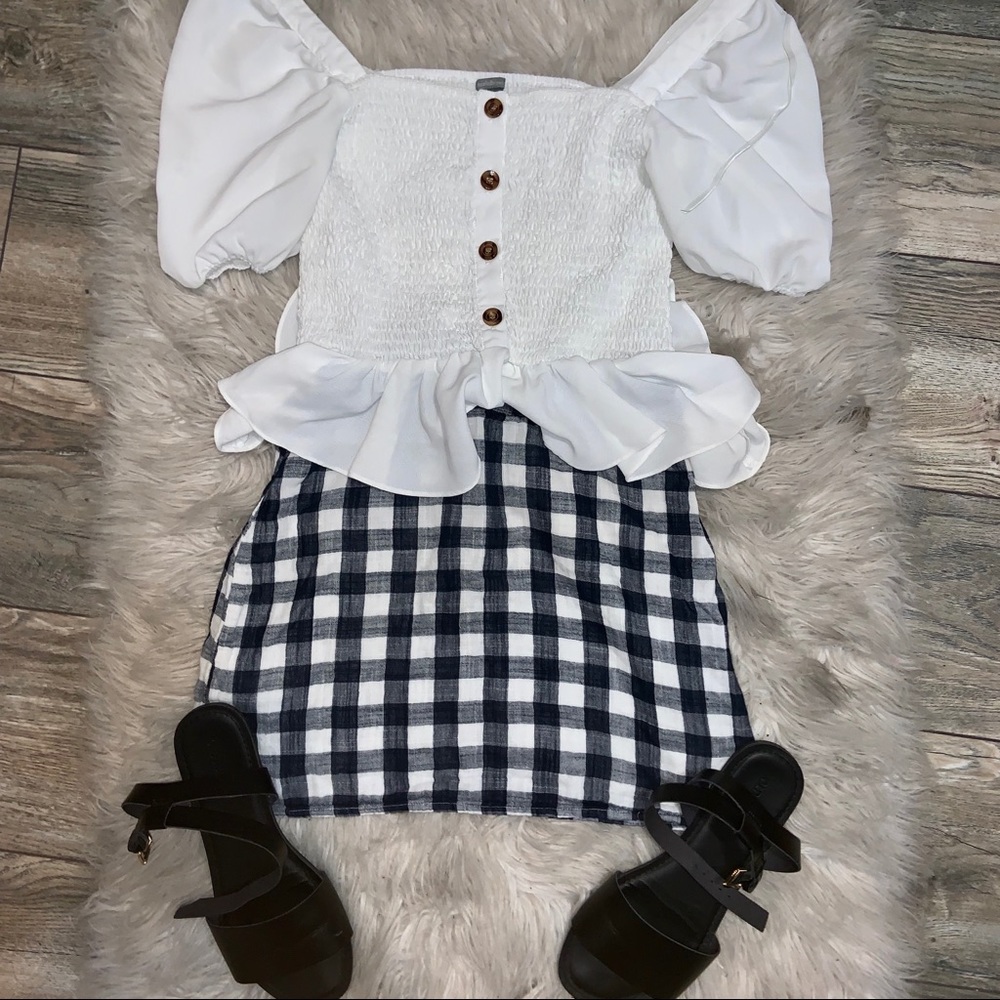 Forever 21 Navy Blue Gingham Mini Skirt